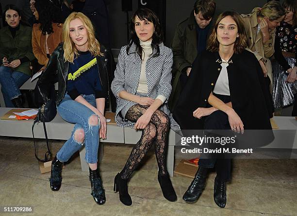 Laura Carmichael, Caroline Sieber and Alexa Chung attend the Christopher Kane show during London Fashion Week Autumn/Winter 2016/17 at Tate Modern on...