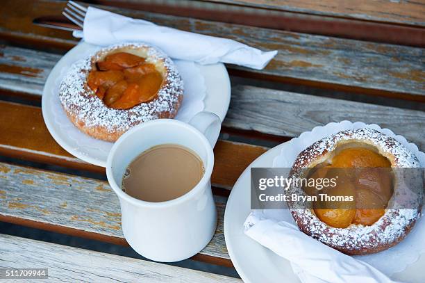 Cup of coffee sits between two pastries outside of Colson Patisserie on February 22, 2016 in the Brooklyn borough of New York City. A recently...