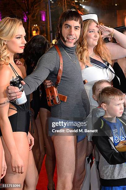 Sacha Baron Cohen attends the World Premiere of "Grimsby" at Odeon Leicester Square on February 22, 2016 in London, England.