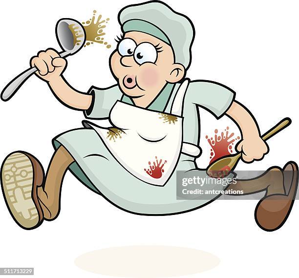 running school lunch / dinner lady - cafeteria worker stock illustrations