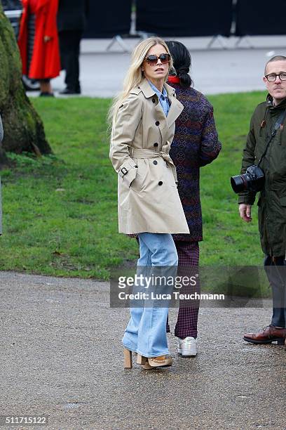 Laura Bailey attends the Burberry Womenswear show during London Fashion Week Autumn/Winter 2016/17 at on February 22, 2016 in London, England.