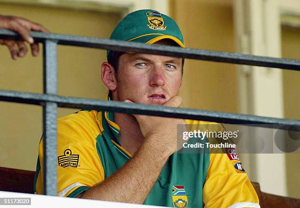 Graeme Smith captain of South Africa watches play during the 5th day of the Second Test between between Sri Lanka and South Africa at Singhalese...