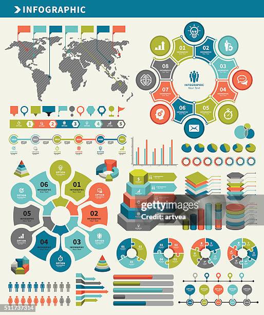 infographic elements and timeline set - company history info graphic stock illustrations