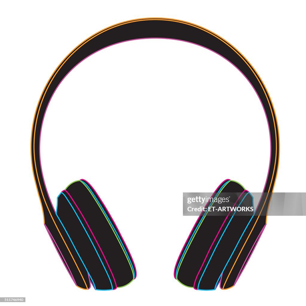 Neon Headphones Vector