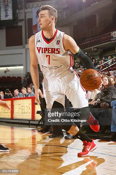 Sam Dekker of the Rio Grande Valley Vipers dribbles the ball against the Idaho Stampede at CenturyLink Arena on February 20, 2016 in Boise, Idaho....