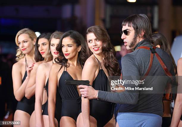 Nobby aka Sacha Baron Cohen arrives for the World premiere of "Grimsby" at Odeon Leicester Square on February 22, 2016 in London, England.