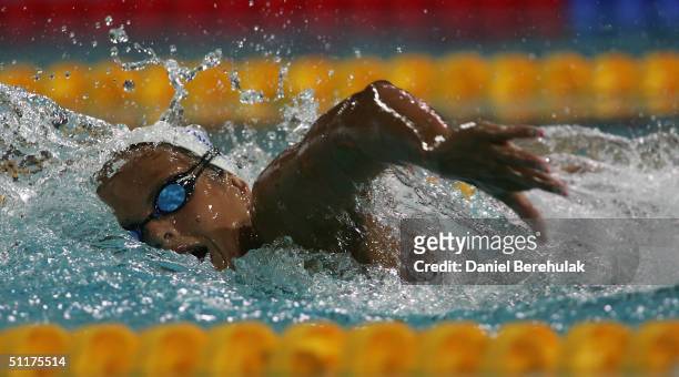 Laure Manadou of France competes during the women's swimming 400 metre freestyle final on August 15, 2004 during the Athens 2004 Summer Olympic Games...