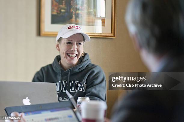 Kimberley Strassel of the Wall Street Journal prepares for the CBS News Republican Presidential Debate to be held at the Peace Center in Greenville,...