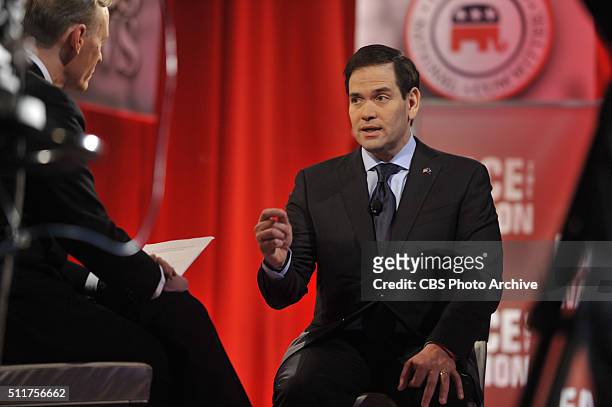 Washington, D.C.- CBS News Political Director and FACE THE NATION anchor John Dickerson sits down for an interview with Marco Rubio after the CBS...