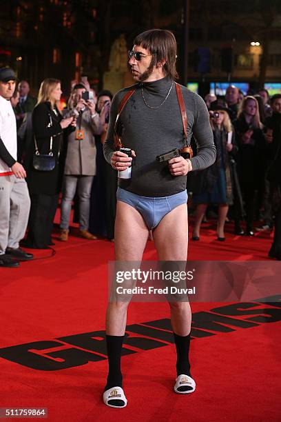 Sacha Baron Cohen attend the world premiere of "Grimsby" at Odeon Leicester Square on February 22, 2016 in London, England.