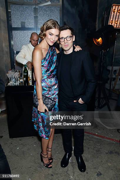 Arizona Muse and Erdem Moralioglu attend the Erdem x Selfridges Wrap Party during London Fashion Week Autumn/Winter 2016/17 at on February 22, 2016...