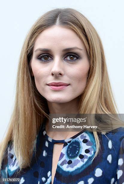 Olivia Palermo attends the Burberry show during London Fashion Week Autumn/Winter 2016/17 at Kensington Gardens on February 22, 2016 in London,...