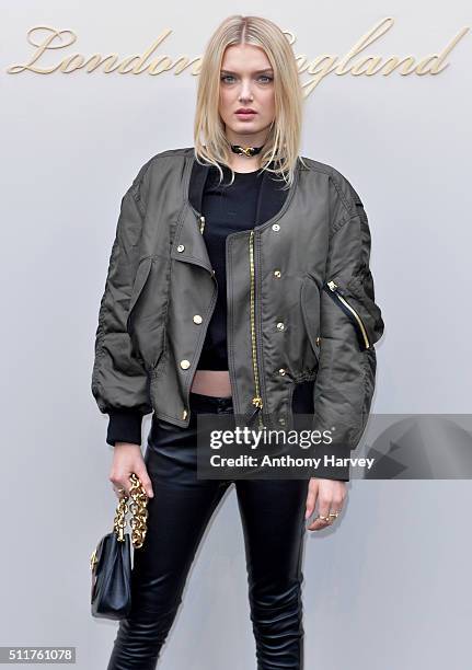 Lily Donaldson attends the Burberry show during London Fashion Week Autumn/Winter 2016/17 at Kensington Gardens on February 22, 2016 in London,...