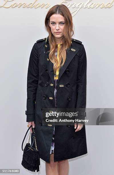 Riley Keough attends the Burberry show during London Fashion Week Autumn/Winter 2016/17 at Kensington Gardens on February 22, 2016 in London, England.