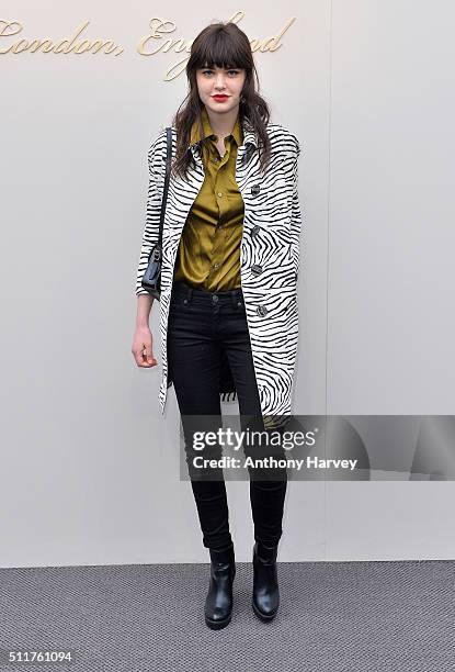 Misha Hart attends the Burberry show during London Fashion Week Autumn/Winter 2016/17 at Kensington Gardens on February 22, 2016 in London, England.