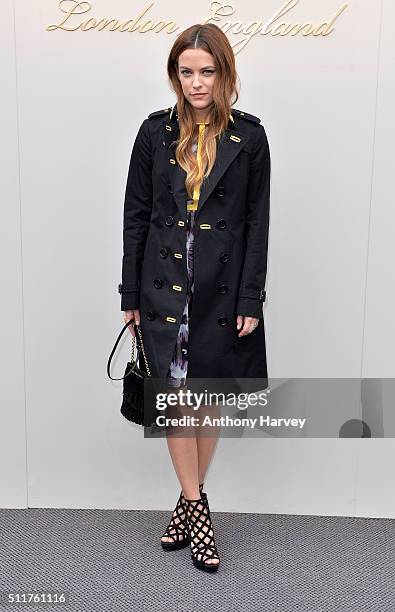 Riley Keough attends the Burberry show during London Fashion Week Autumn/Winter 2016/17 at Kensington Gardens on February 22, 2016 in London, England.