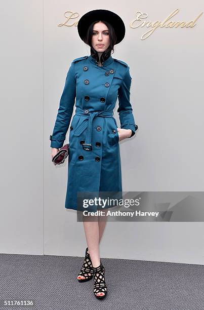 Tali Lennox attends the Burberry show during London Fashion Week Autumn/Winter 2016/17 at Kensington Gardens on February 22, 2016 in London, England.