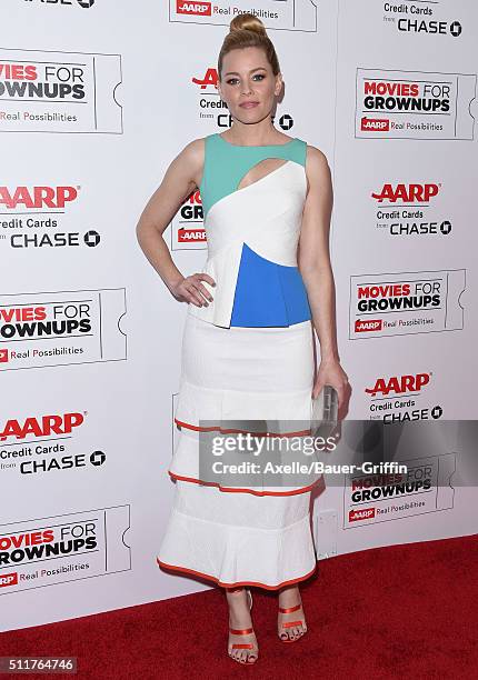 Actress Elizabeth Banks attends the 15th Annual Movies For Grownups Awards at the Beverly Wilshire Four Seasons Hotel on February 8, 2016 in Beverly...