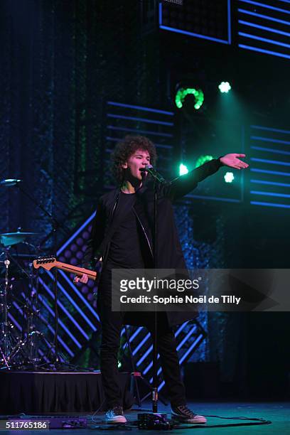 Francesco Yates attends the Unis pour l'action Montreal at Theatre Saint Denis on February 22, 2016 in Montreal, Canada. .