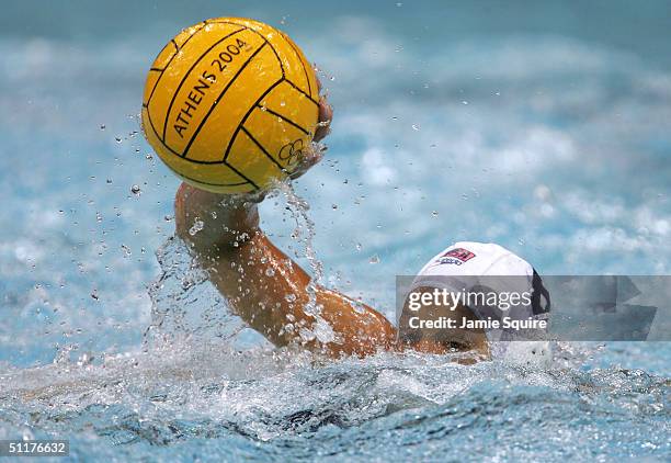 Kelly Rulon of the USA competes in the women's Water Polo preliminary game against Hungary on August 16, 2004 during the Athens 2004 Summer Olympic...