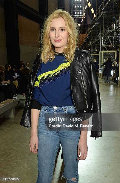 Laura Carmichael attends the Christopher Kane show during London Fashion Week Autumn/Winter 2016/17 at Tate Modern on February 22, 2016 in London,...