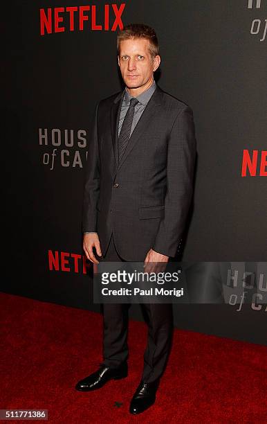 Actor Paul Sparks attends the portrait unveiling and season 4 premiere of Netflix's "House Of Cards" at the National Portrait Gallery on February 22,...