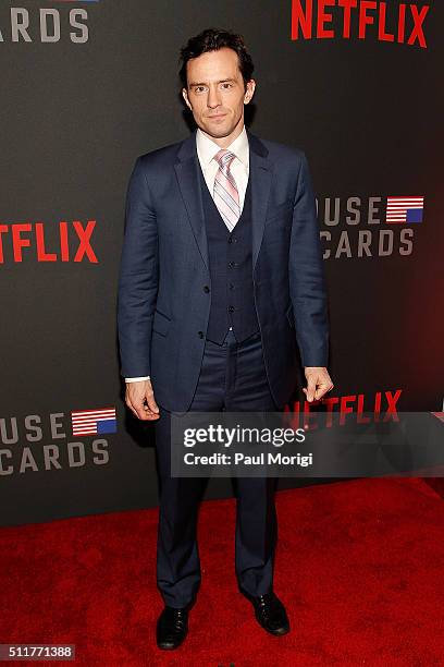 Actor Nathan Darrow attends the portrait unveiling and season 4 premiere of Netflix's "House Of Cards" at the National Portrait Gallery on February...