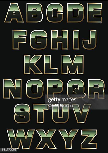 alphabet - chrome font stock illustrations