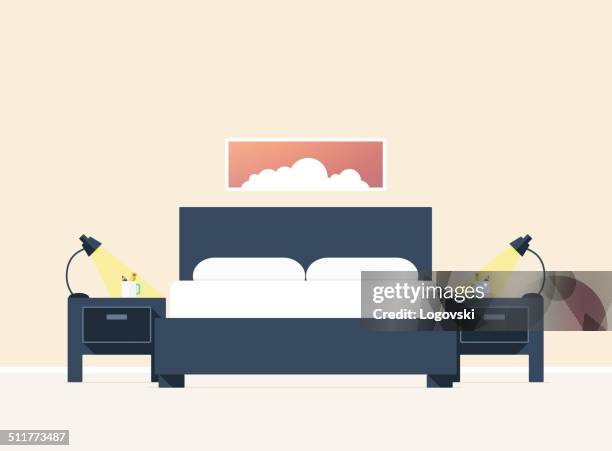 stockillustraties, clipart, cartoons en iconen met flat style baedroom - slaapkamer