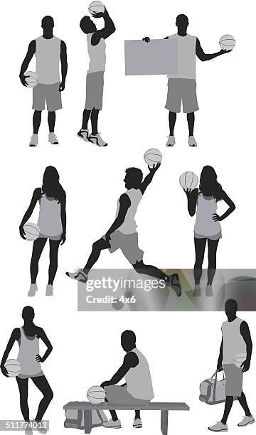 people playing basketball - sleeveless top stock illustrations