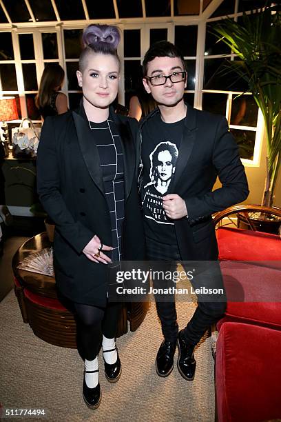 Personality Kelly Osbourne and fashion designer Christian Siriano attend a dinner for the launch of the first luxury handbag collection by Christian...