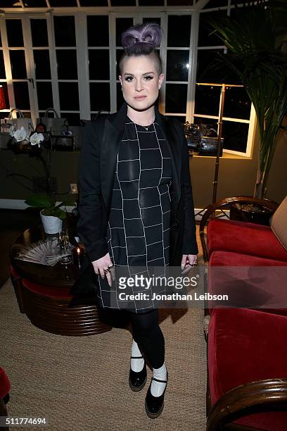 Personality Kelly Osbourne attends a dinner for the launch of the first luxury handbag collection by Christian Siriano at Chateau Marmont on February...