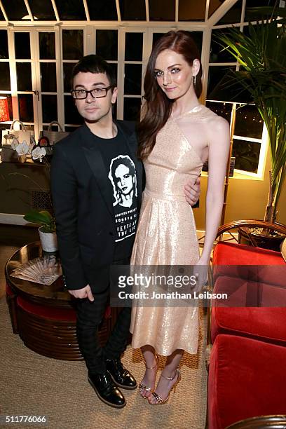 Fashion designer Christian Siriano and actress Lydia Hearst attend a dinner for the launch of the first luxury handbag collection by Christian...