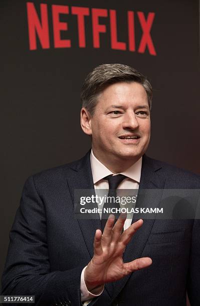 Netflix Chief Content Officer Ted Sarandos arrives at the season 4 premiere screening of Netflix show "House of Cards" in Washington, DC, on February...