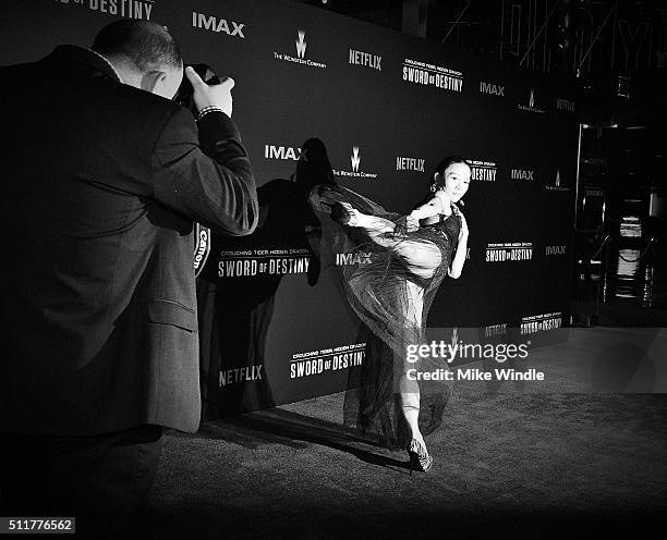 Actress JuJu Chan attends the premiere of Netflix's "Crouching Tiger, Hidden Dragon: Sword Of Destiny" at AMC Universal City Walk on February 22,...