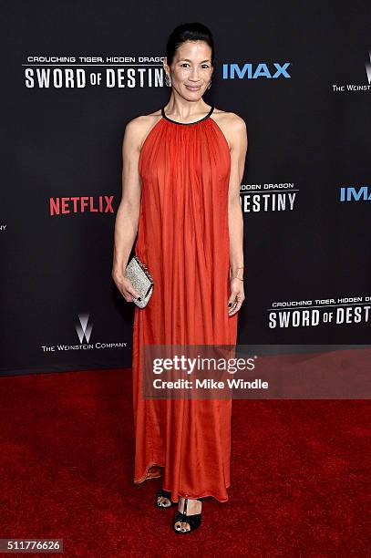 Actress Eugenia Yuan attends the premiere of Netflix's "Crouching Tiger, Hidden Dragon: Sword Of Destiny" at AMC Universal City Walk on February 22,...