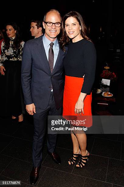 Actor Michael Kelly and Actress Neve Campbell attend the portrait unveiling and season 4 premiere of Netflix's "House Of Cards" at the National...