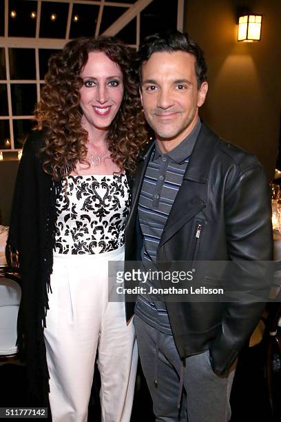 Stylist Jen Rade and TV personality George Kotsiopoulos attend a dinner for the launch of the first luxury handbag collection by Christian Siriano at...