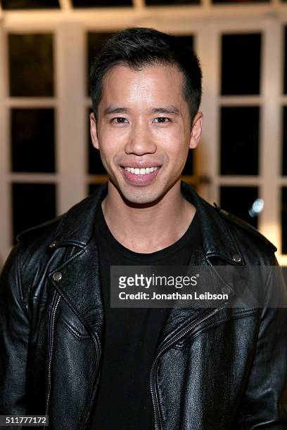 Internet personality Jared Eng attends a dinner for the launch of the first luxury handbag collection by Christian Siriano at Chateau Marmont on...