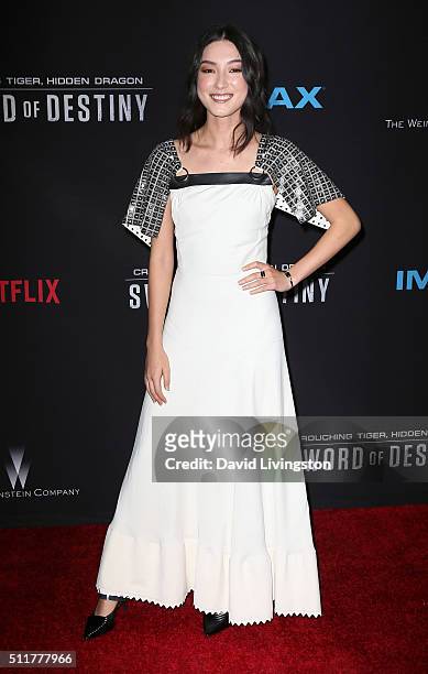 Actress Natasha Liu Bordizzo attends the premiere of Netflix's "Crouching Tiger, Hidden Dragon: Sword of Destiny" at AMC Universal City Walk on...