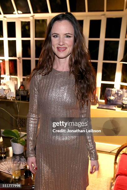 Actress Juliette Lewis attends a dinner for the launch of the first luxury handbag collection by Christian Siriano at Chateau Marmont on February 22,...