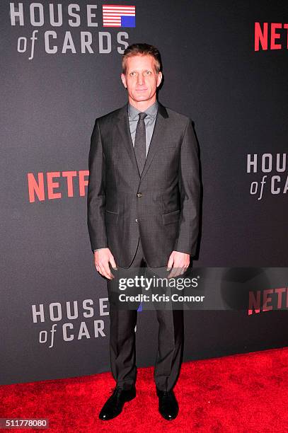 Actor Paul Sparks attends the "House Of Cards" Season 4 Premiere at the National Portrait Gallery on February 22, 2016 in Washington, DC.