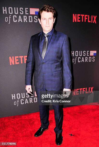 Actor Derek Cecil attends the "House Of Cards" Season 4 Premiere at the National Portrait Gallery on February 22, 2016 in Washington, DC.