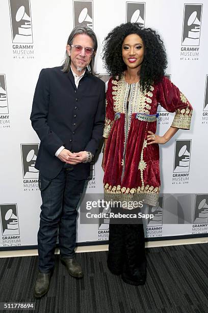 Vice President of the GRAMMY Foundation Scott Goldman and singer/songwriter Judith Hill attend Spotlight: Judith Hill at The GRAMMY Museum on...