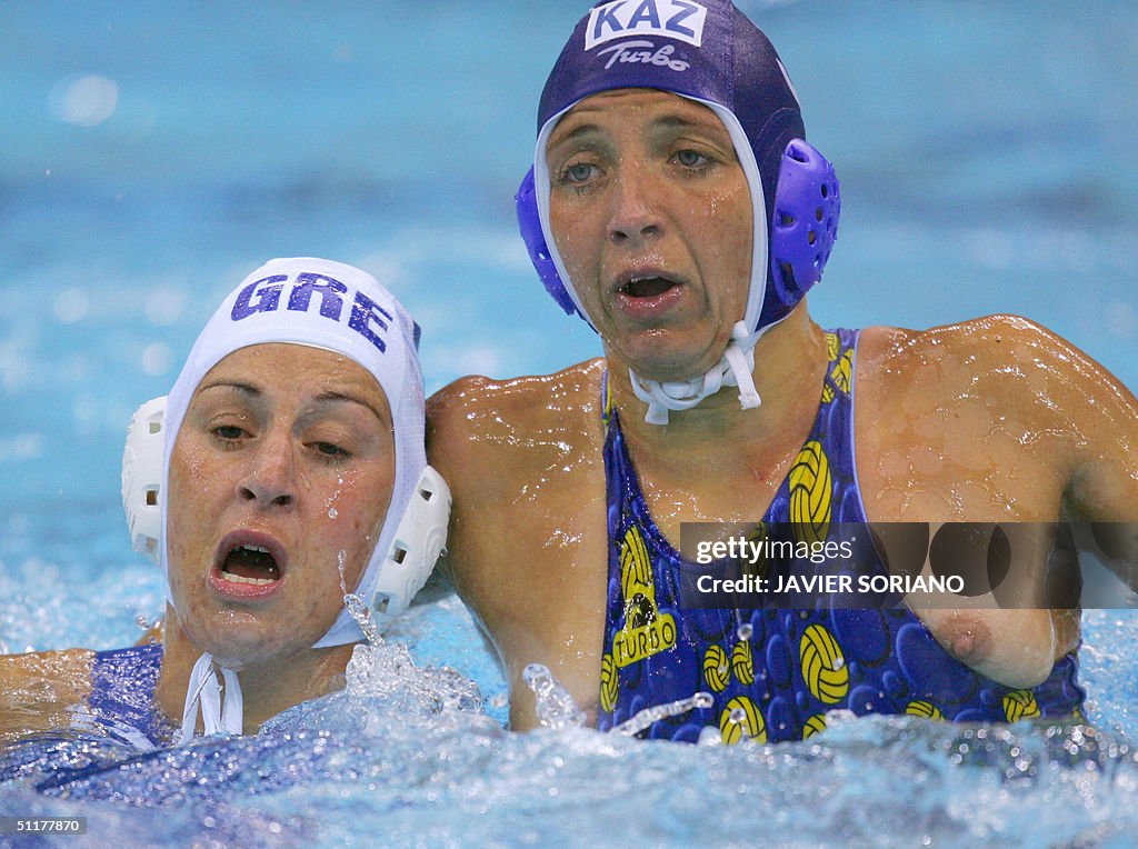 Greek Stravoula Kozompli (L) vies Tatyan