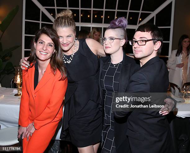 Actresses Nia Vardalos and Kristen Johnston, TV personality Kelly Osbourne, and fashion designer Christian Siriano attend a dinner for the launch of...