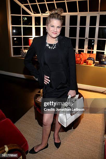 Actress Kristen Johnston attends a dinner for the launch of the first luxury handbag collection by Christian Siriano at Chateau Marmont on February...