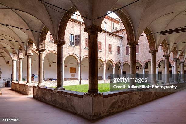 the cloisters of chiesa di santa maria in vado - ferrara stock pictures, royalty-free photos & images