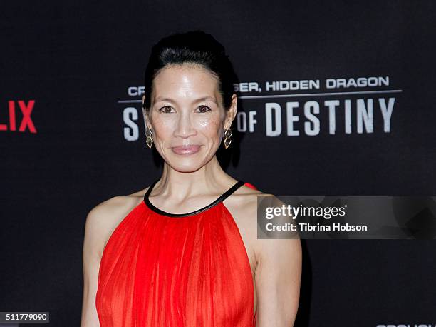 Eugenia Yuan attends the Premiere of Netflix's 'Crouching Tiger, Hidden Dragon: Sword Of Destiny' at AMC Universal City Walk on February 22, 2016 in...