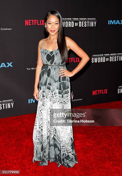 Shelby Rabara attends the Premiere of Netflix's 'Crouching Tiger, Hidden Dragon: Sword Of Destiny' at AMC Universal City Walk on February 22, 2016 in...